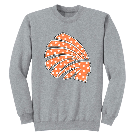 Polka Dot Choctaw Head Crewneck Sweatshirt