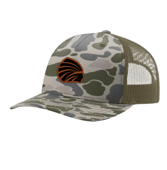 Marsh Duck 5-panel trucker hat with Brown leatherette patch
