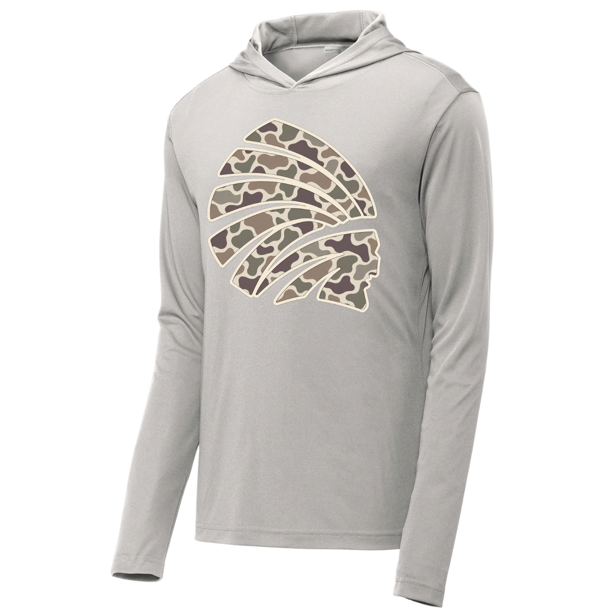 Camo Choctaw Head Performance Long Sleeve Hooded Tee