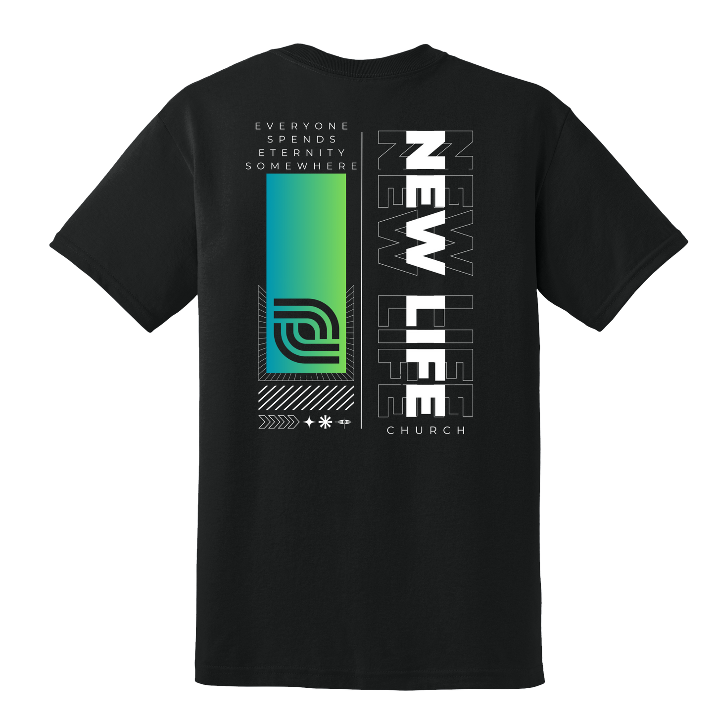 New Life Front and Back Black Tee