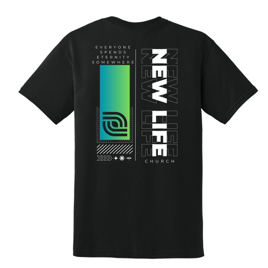 New Life Front and Back Black Tee