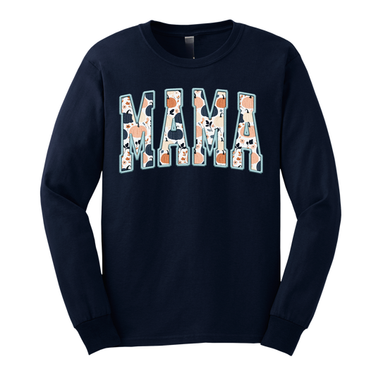 Navy Pumpkin Mama Shirt